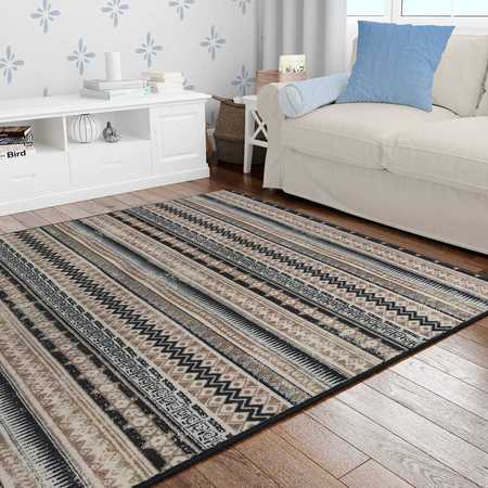 Deerlux Bohemian Living Room Area Rug with Nonslip Backing, Beige Boho Pattern, 3 x 5 Ft Extra Small QI003755.XS